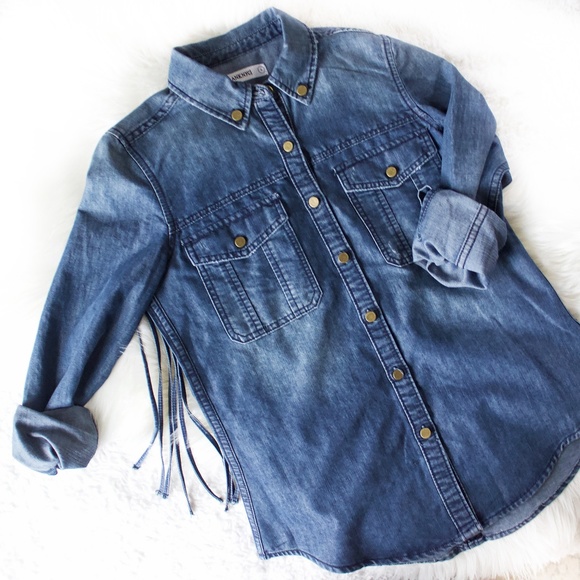 Blank NYC Jackets & Blazers - Blank NYC Denim Back Fringe Light Jacket